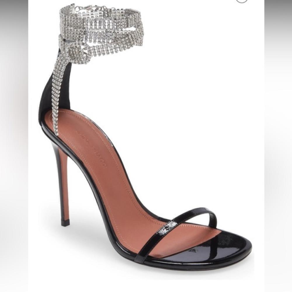 New Amina Muaddi Giorgia Crystal ankle wrap sandal size 38EU